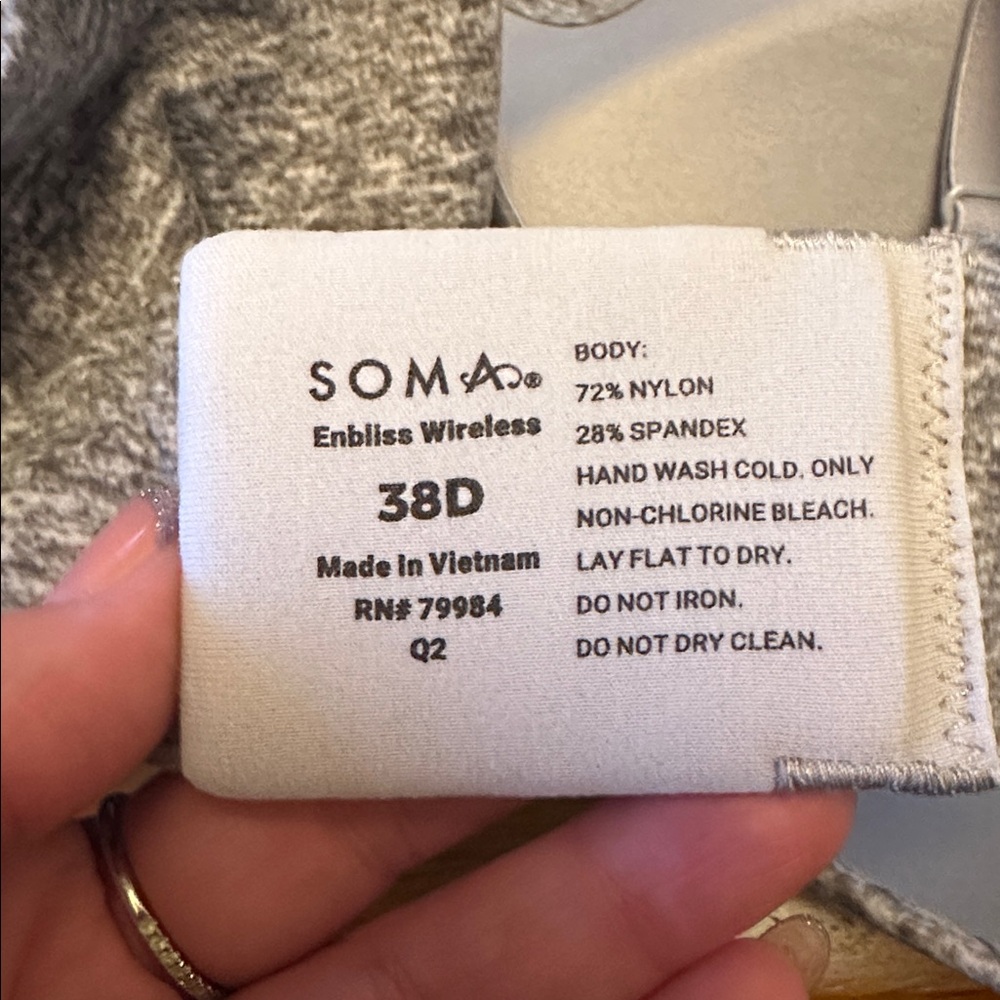 SOMA, Enbliss Wireless Bra 38D Heather Gray EUC - Picture 4 of 5